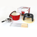 Wholesale Cheese Melter Fondue Pot Tools Red Chocolate Melting Set Fondue Cooking Pot With Cover Forks
